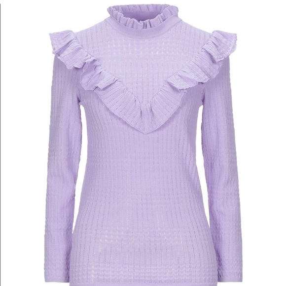 Sandro Sweaters - Sandro lilac lavender purple ruffle knit pointelle top sweater S